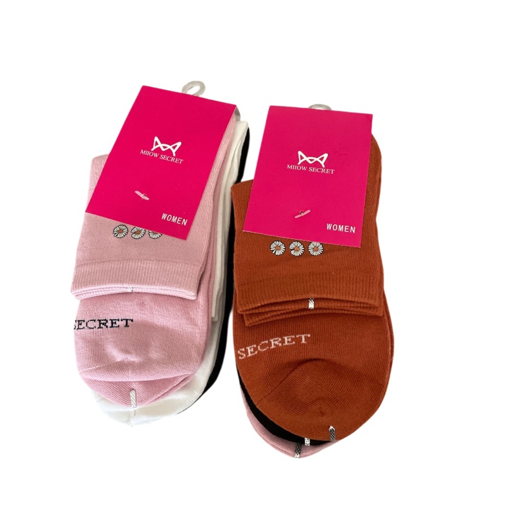 Pink and Brown Women's Socks